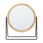 Miroir sur pied en bambou rotatif à 360º avec logo Bamboo couleur naturel vue avec impression sérigraphique