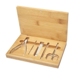 Set de manucure dans un coffret en bambou avec 5 accessoires Bamboo couleur naturel deuxième vue