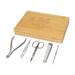 Set de manucure dans un coffret en bambou avec 5 accessoires Bamboo couleur naturel