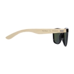 Lunettes de soleil colorées polarisées en bambou Polarized Bamboo couleur bois clair vue latéral avec logo 2