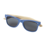 Lunettes de soleil personnalisées en bambou et platique Retro Design couleur bleu deuxième vue
