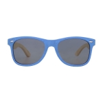 Lunettes de soleil personnalisées en bambou et platique Retro Design couleur bleu deuxième vue frontale