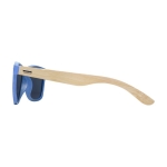 Lunettes de soleil personnalisées en bambou et platique Retro Design couleur bleu vue latérale