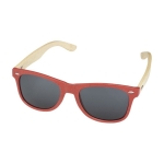 Lunettes de soleil personnalisées en bambou et platique Retro Design couleur rouge