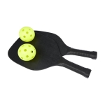 Jeu de raquettes en bois de couleur noir avec 2 balles Total Black couleur noir deuxième vue