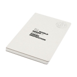 Carnet imprimé en thermogravure recyclé A5 page lignées Milk Carton couleur blanc cassé vue avec impression sérigraphique