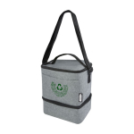 Sac isotherme recyclé personnalisé avec 2 compartiments Go Out couleur gris vue impression sérigraphique