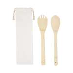 2 ustensiles de cuisine à salade en bambou avec housse Bamboo couleur naturel troisième vue frontale