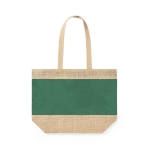 Sac en jute et coton laminé avec poignées longues renforcées Menorca couleur vert première vue