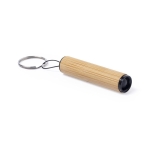 Porte-clés lampe torche personnalisé cylindrique en bambou BambooLight couleur naturel deuxième vue