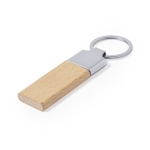 Porte-clés gravé en métal brillant et bois de hêtre Duo Wood couleur naturel première vue