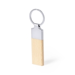 Porte-clés gravé en métal brillant et bois de hêtre Duo Wood couleur naturel deuxième vue