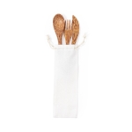 Lot de couverts en coco avec sachet individuel en coton Coco couleur naturel deuxième vue