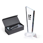 Trophée en verre au design original avec base pour événements Victory vue principale