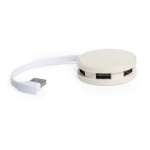 Hub USB éco compact et rond en fibre de blé Wheat Straw troisième vue