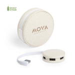 Hub USB éco compact et rond en fibre de blé Wheat Straw cinquième vue