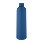 Gourde isotherme avec logo moderne et finition mate 1 L Spring couleur bleu marine deuxième vue frontale