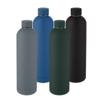 Gourde isotherme avec logo moderne et finition mate 1 L Spring couleur bleu marine deuxième vue en couleurs