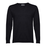 Pull col V en coton et polyamide 220 g/m² THC Milan couleur noir
