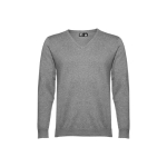 Pull col V en coton et polyamide 220 g/m² THC Milan couleur gris chiné première vue