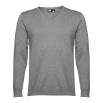 Pull col V en coton et polyamide 220 g/m² THC Milan couleur gris chiné