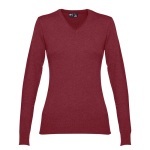 Pull à col en V pour femmes en coton 220 g/m² THC Milan couleur bordeaux