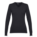 Pull à col en V pour femmes en coton 220 g/m² THC Milan couleur noir
