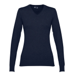 Pull à col en V pour femmes en coton 220 g/m² THC Milan couleur bleu marine deuxième vue