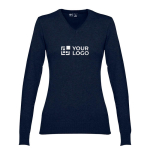 Pull à col en V pour femmes en coton 220 g/m² THC Milan avec zone d'impression