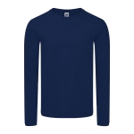 T-shirt imprimé à manches longues en coton 150 g/m² Fruit of the Loom couleur bleu marine