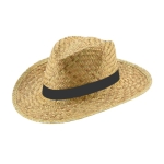 Chapeau large en paille naturelle avec ruban non tissé Summertime couleur noir