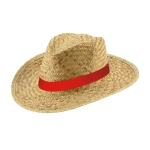 Chapeau large en paille naturelle avec ruban non tissé Summertime couleur rouge