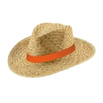 Chapeau large en paille naturelle avec ruban non tissé Summertime couleur orange