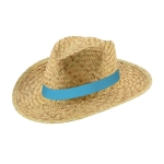 Chapeau large en paille naturelle avec ruban non tissé Summertime couleur bleu ciel