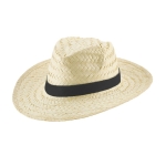 Chapeaux de paille publicitaires avec ruban personnalisable Beachtime couleur noir