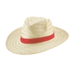 Chapeaux de paille publicitaires avec ruban personnalisable Beachtime couleur rouge