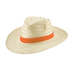 Chapeaux de paille publicitaires avec ruban personnalisable Beachtime couleur orange