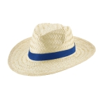 Chapeaux de paille publicitaires avec ruban personnalisable Beachtime couleur bleu marine