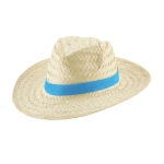 Chapeaux de paille publicitaires avec ruban personnalisable Beachtime couleur bleu ciel