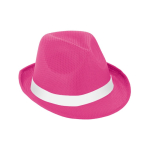Chapeau en plastique de différentes couleurs, ruban inclus couleur fuchsia
