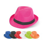 Chapeau en plastique de différentes couleurs, ruban inclus diverses couleurs