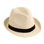Chapeau de paille unisexe à bord court avec ruban Dominica Clear couleur noir