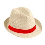 Chapeau de paille unisexe à bord court avec ruban Dominica Clear couleur rouge