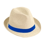 Chapeau de paille unisexe à bord court avec ruban Dominica Clear couleur bleu roi