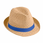 Chapeau de paille unisexe à bord court avec ruban couleur camel troisième vue