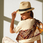 Chapeau de paille unisexe à bord court avec ruban couleur naturel deuxième vue