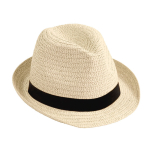 Chapeau de paille unisexe à bord court avec ruban couleur naturel cinquième vue