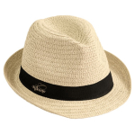 Chapeau de paille unisexe à bord court avec ruban couleur naturel sixième vue