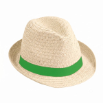 Chapeau de paille unisexe à bord court avec ruban couleur naturel vue détaillée