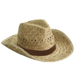 Chapeau de paille personnalisé de ton clair pour la plage Indiana couleur marron